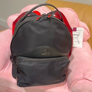 Christian Louboutin Backloubi Small backpack in black nylon and leather
